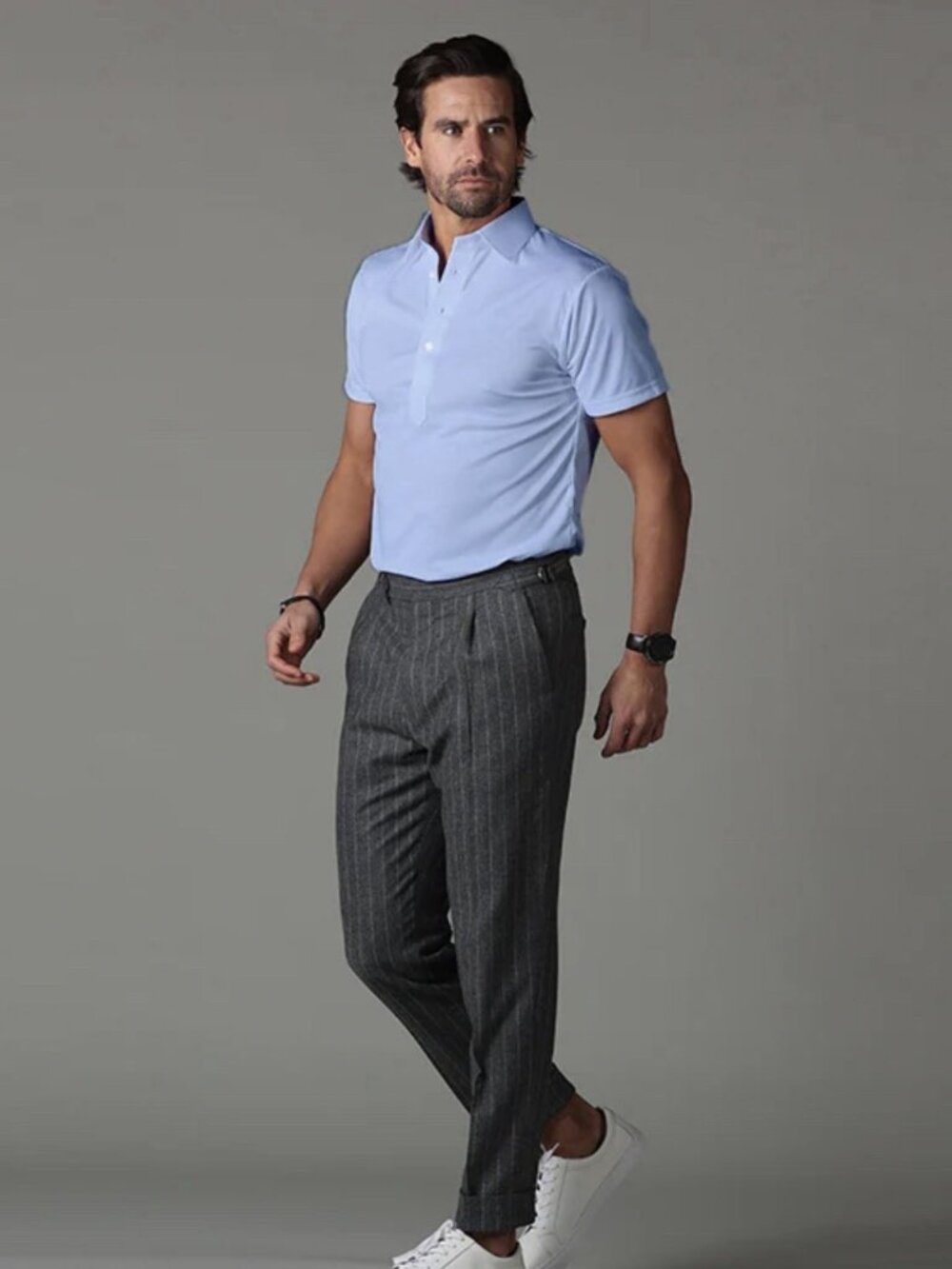 Collars & Co. Semi-Spread Collar Polo Shirt Blue Size Large Golf Preppy NWT